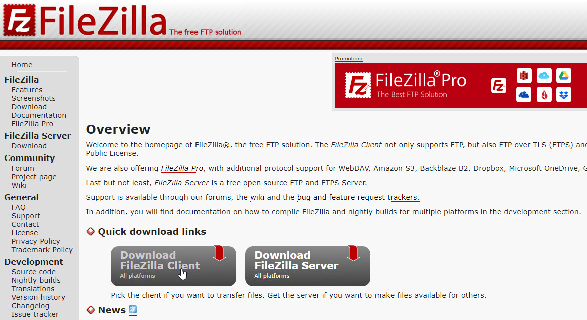 FileZilla Website