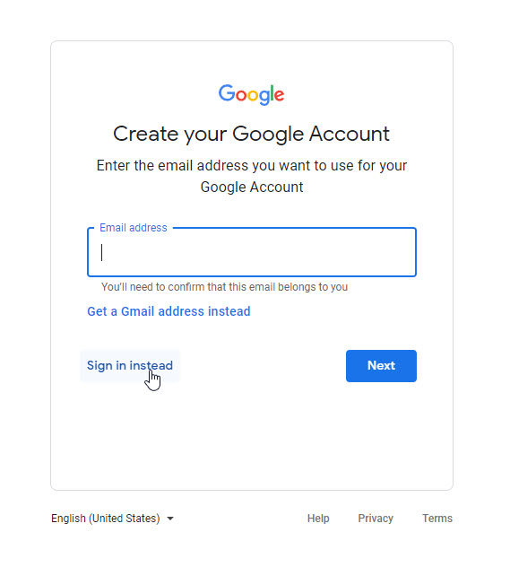Create Your Google Account or Sign in