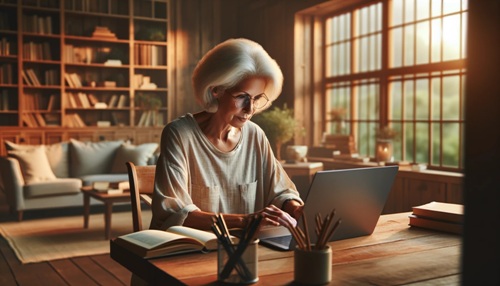 Senior Working from Home